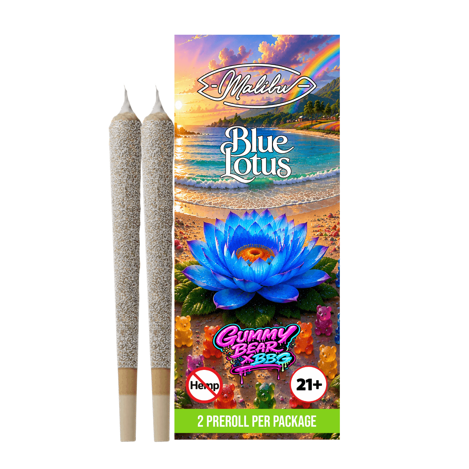 Blue Lotus - Gummy Bear x BBG 2pk Infused Prerolls (Case/10)