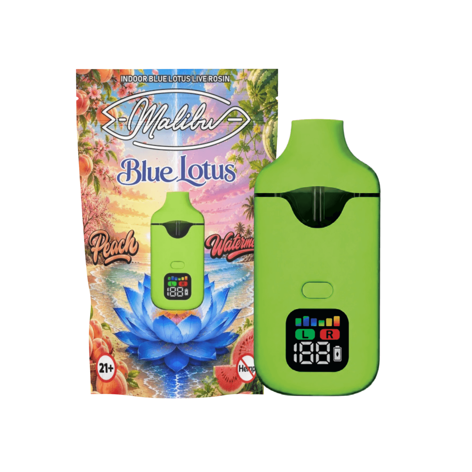 Blue Lotus - Peach x Watermelon 2g Dual Chamber Disposable (Case/10)